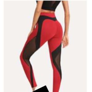 Mesh red and black leggings